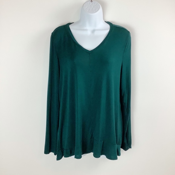 LOGO by Lori Goldstein Tops - LOGO by Lori Goldstein Long Sleeve V-Neck Tunic Oversized Flowy Top